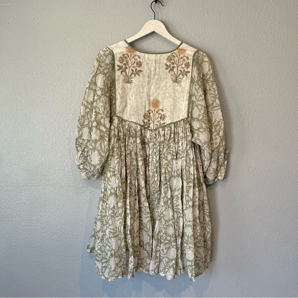 NEW Daughters Of India Diya Pistachio Green Gauze Boho Sundress Mini Dress large - Picture 8 of 9